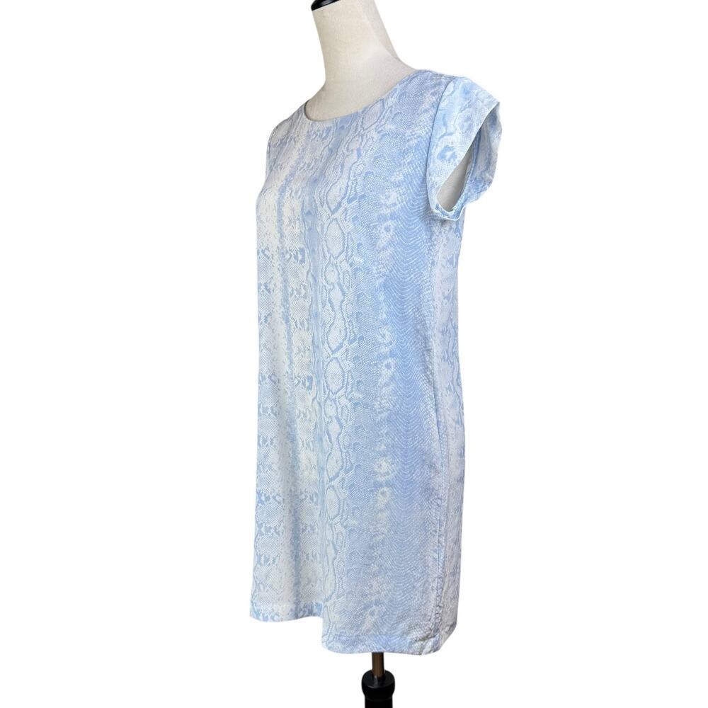 Joie Weaver Light Blue Snake Python Print 100% Silk Lightweight Mini Shift Dress - Picture 2 of 11